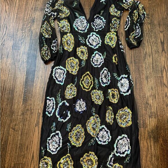 Anthropologie Floral Sequin Dress Let me Be-Q15 - Picture 11 of 14